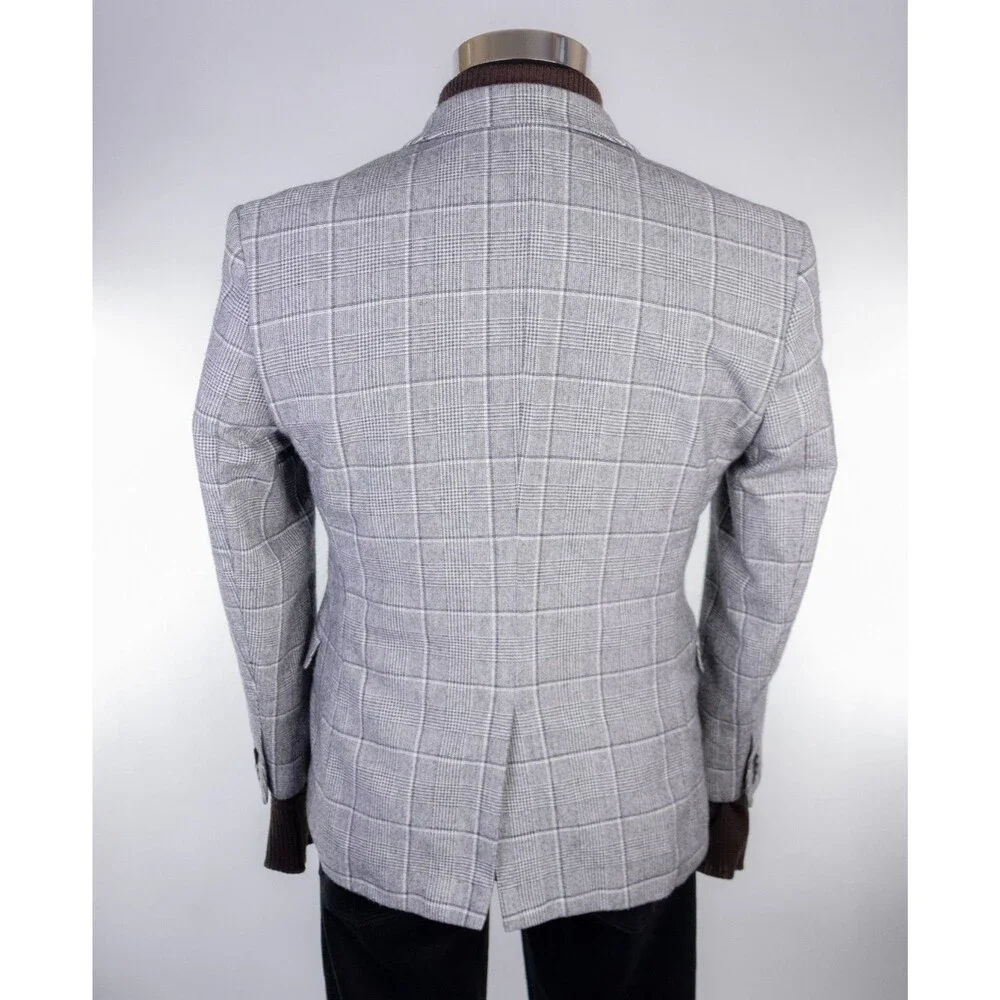 Express Extra Slim Plaid Blazer Sport Coat Sz 38S Two Button Wool/Cotton Jacket